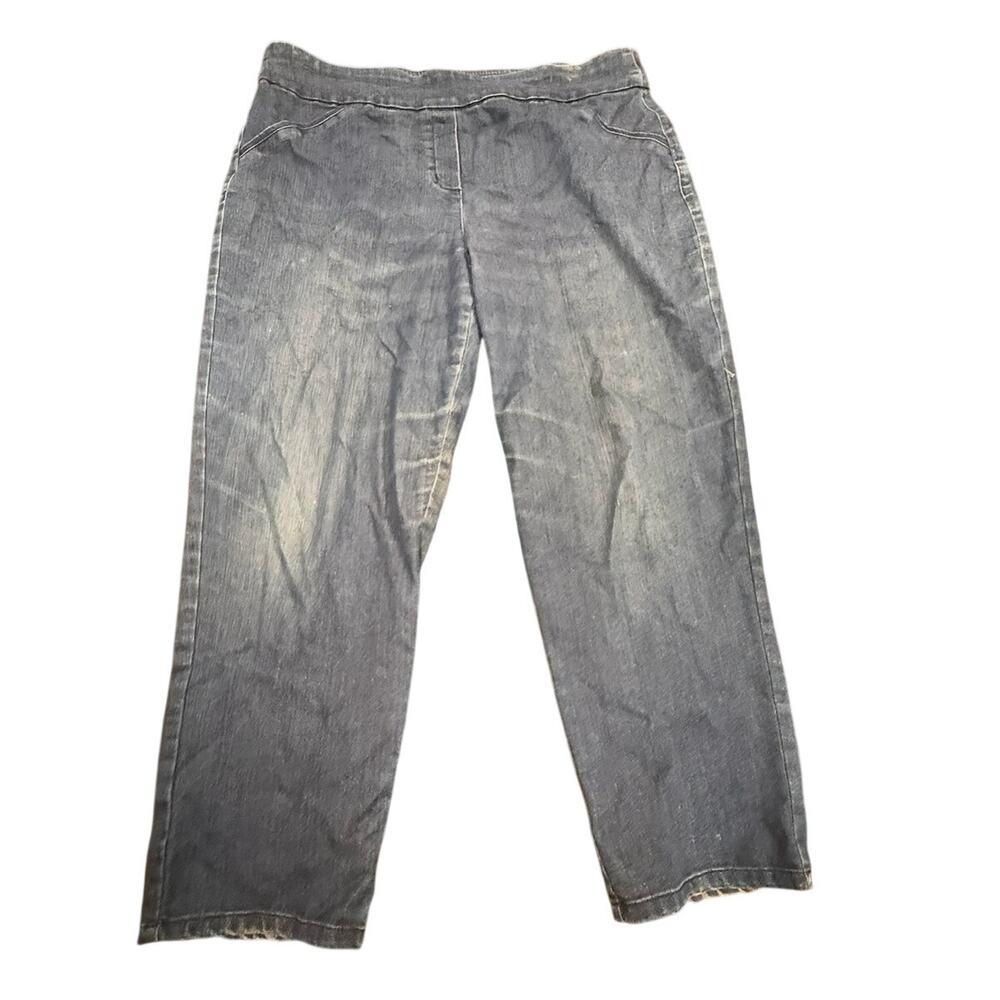 Alfred Dunner Petite Women's Blue Denim Pull-On Crop Solid Pants Size 12P
